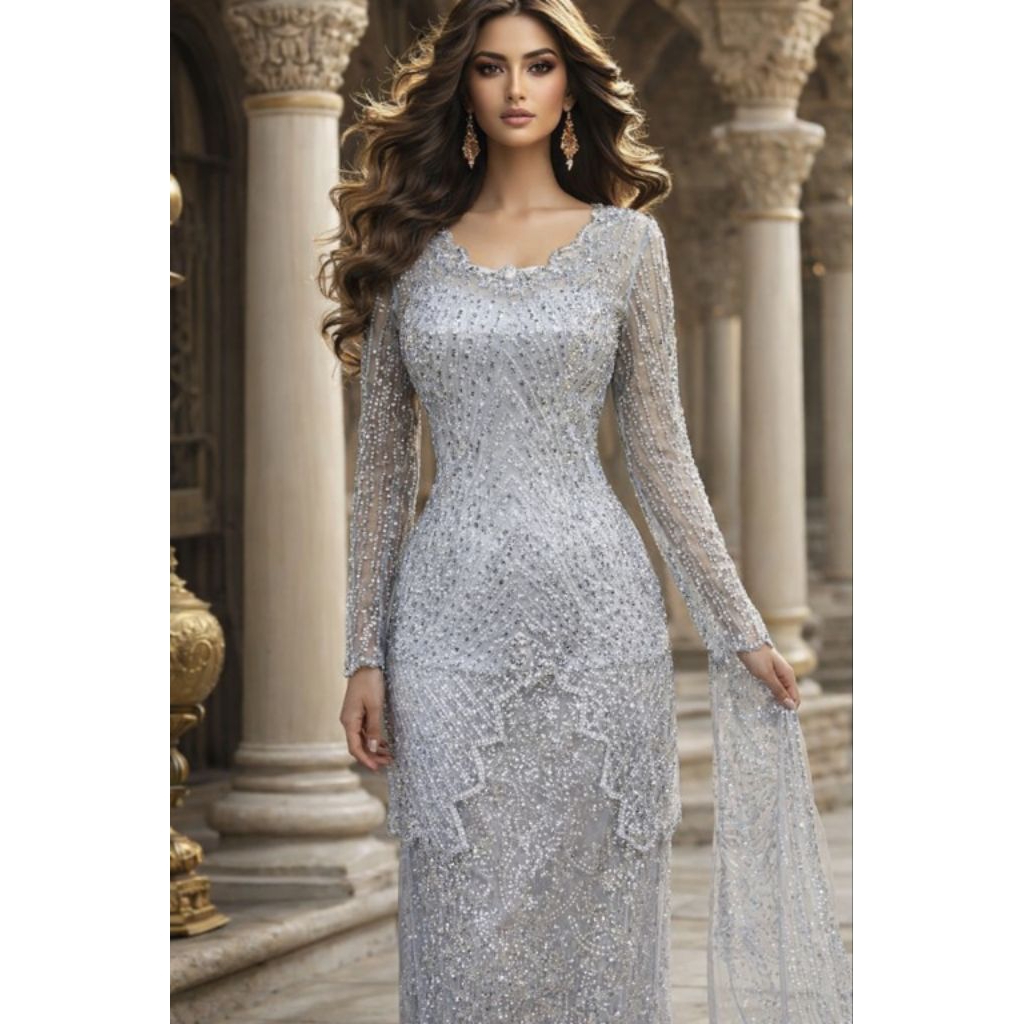 Kebaya Modern Wisuda Tunangan Warna Silver Neng Lina Kebaya 231