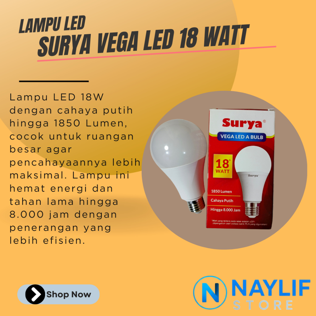 LAMPU SURYA VEGA 18W-WHITE