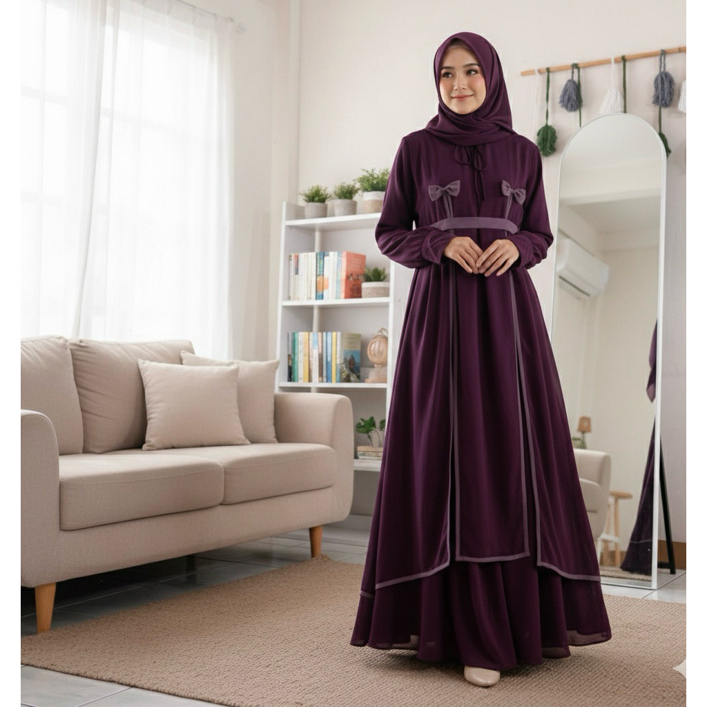 SL-  gamis dewasa set iner dres pesta muslim gamis terbaru kondangan gamis muslim gamis pitaa