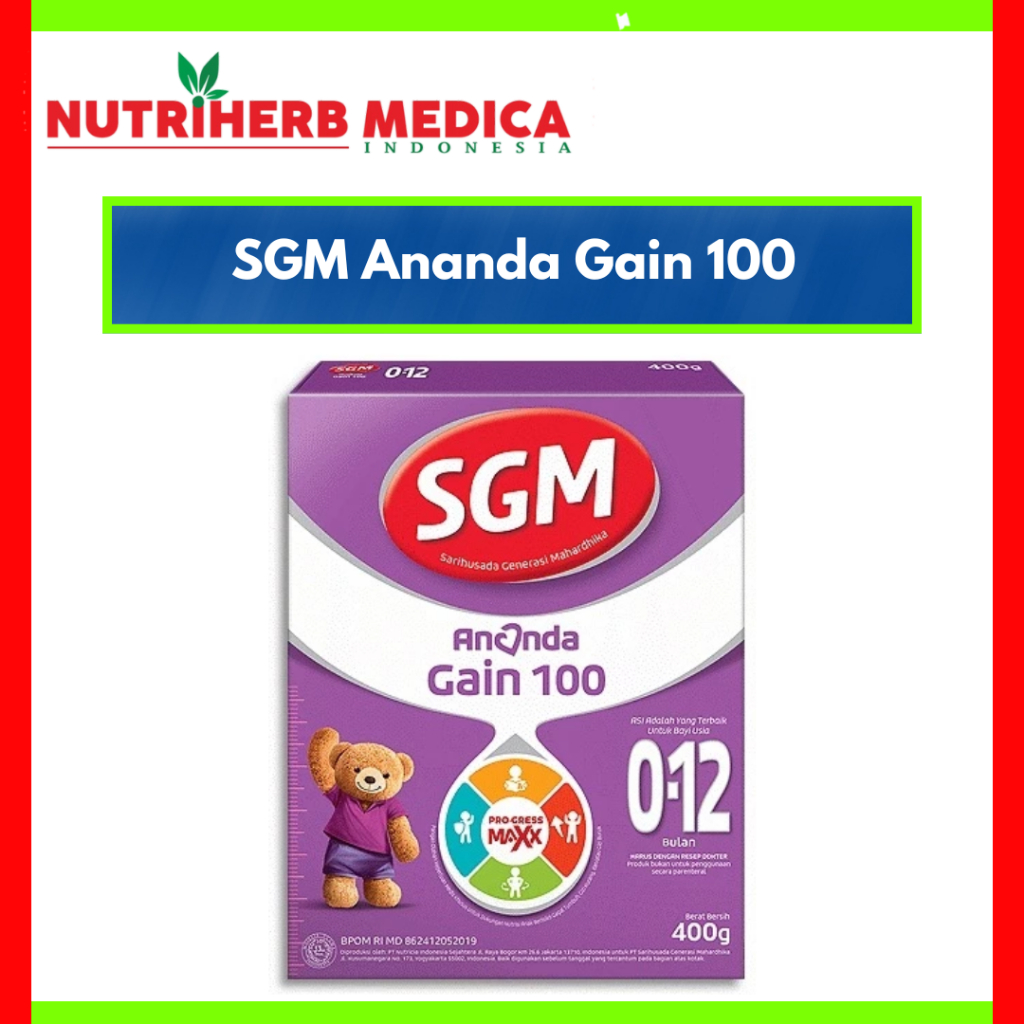 SGM Ananda Gain 100 400 GR 0-12 Bulan / SGM Gain 100 0-12 Bulan AnandaGain 400g Susu Formula Bayi