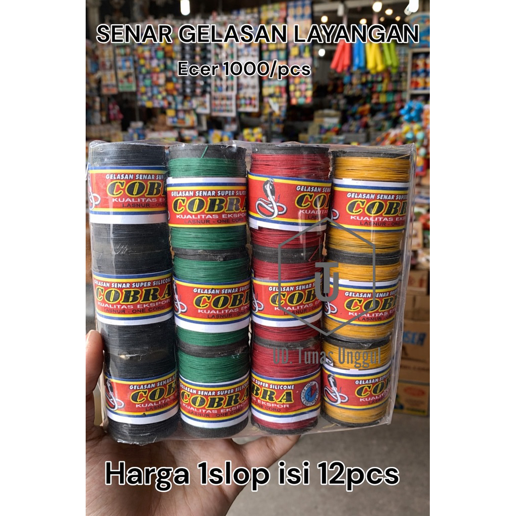 SENAR GELASAN LAYANGAN SUPER TAJAM CAP COBRA ecer 1000 isi 12pcs- senar gelasan layangan-kenur layan