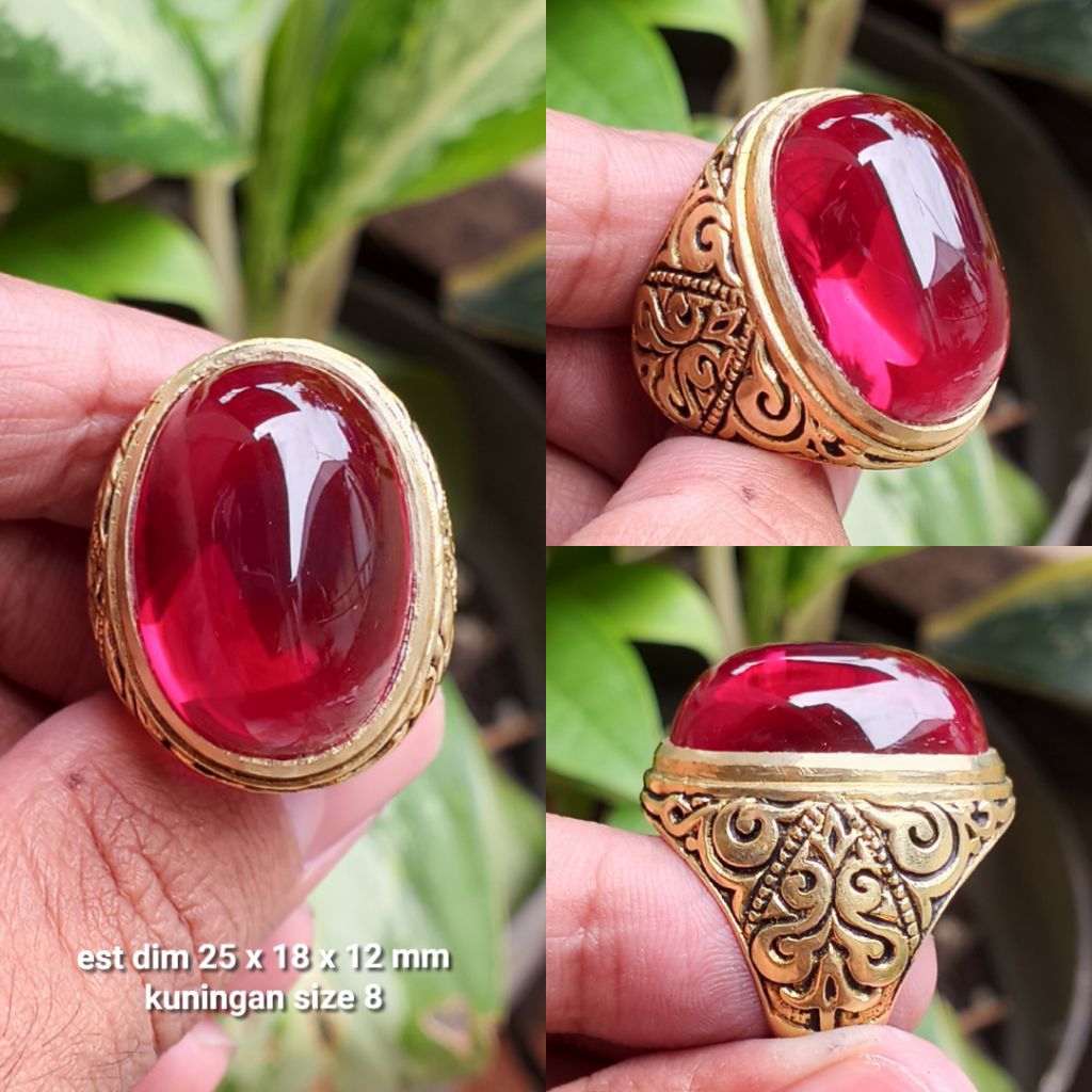 cincin batu akik merah obsidian