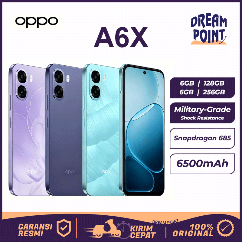 OPPO A6X 6/256GB HP Murah Original 100% Hape Gaming Spek Dewa Tahan Banting Handphone Terbaru 2025