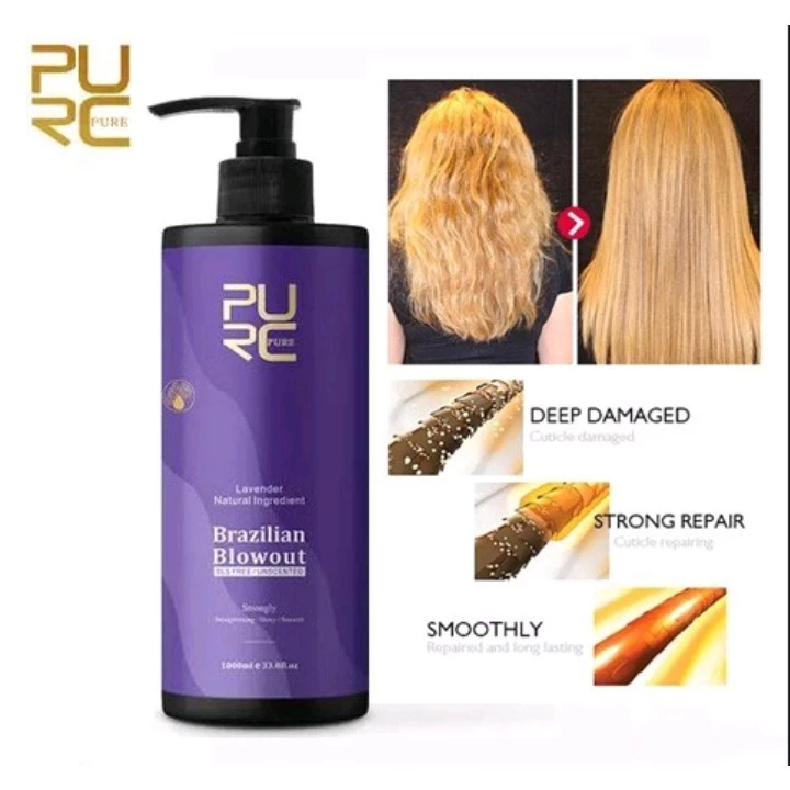Pelurus Rambut PURC Aroma Lavender Brazilian 12% Keratin Treatment Smoothing Pure 1000ml COD