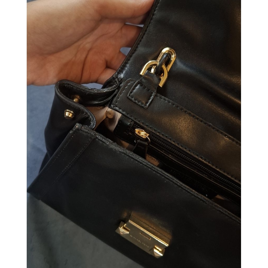 (NEGO) MK TOP HANDLE BAG REAL LEATHER KULIT ASLI WITH GOLD HARDWARE