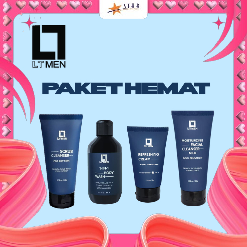 * STAR * LT Men Paket Hemat Isi 4(Facial Cleancer, Facial Scrub, Refresing cream, 3 in1 Body Wash)