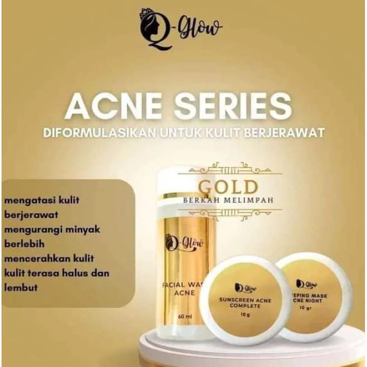 Paket Qglow Brightening - Skincare Q-glow - Facial Wash Qglow - Toner Qglow - Sunscreen Qglow