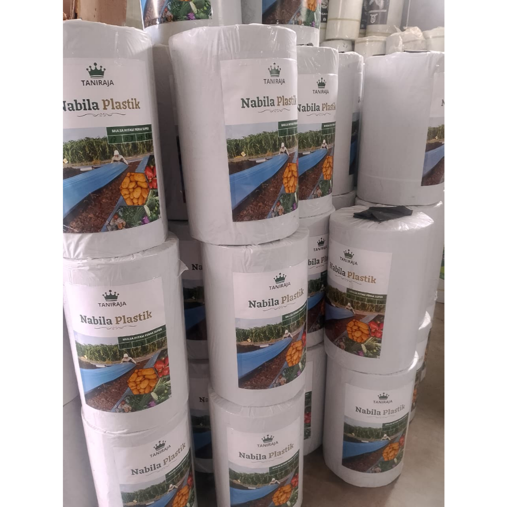 Plastik Mulsa Hitam Perak Kualitas Super 40/80cm Free pasak+kaos Berat 18kg
