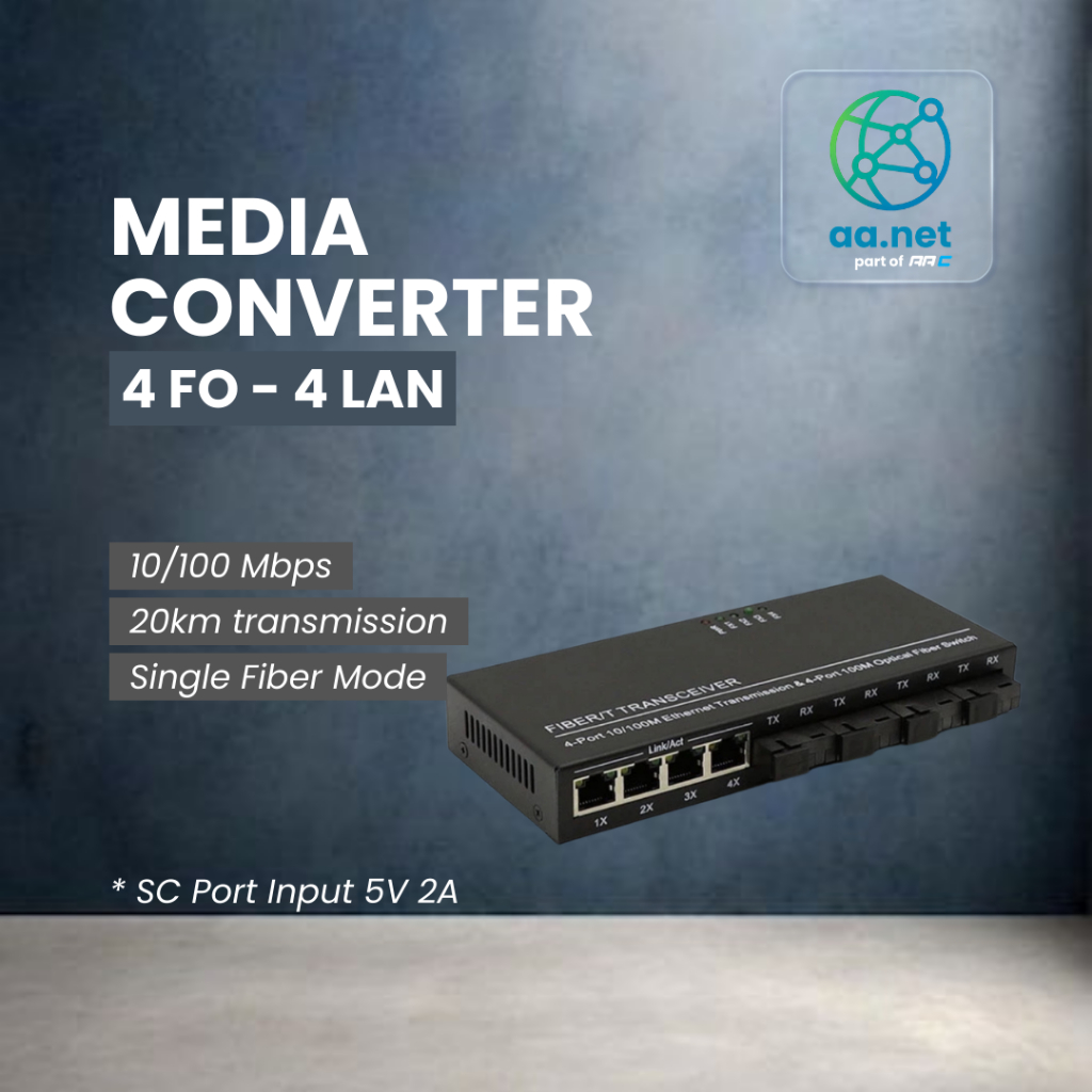MEDIA CONVERTER 4 PORT FO 4 PORT LAN SWITCH FIBER OPTIC CONVERTER FIBER OPTIC