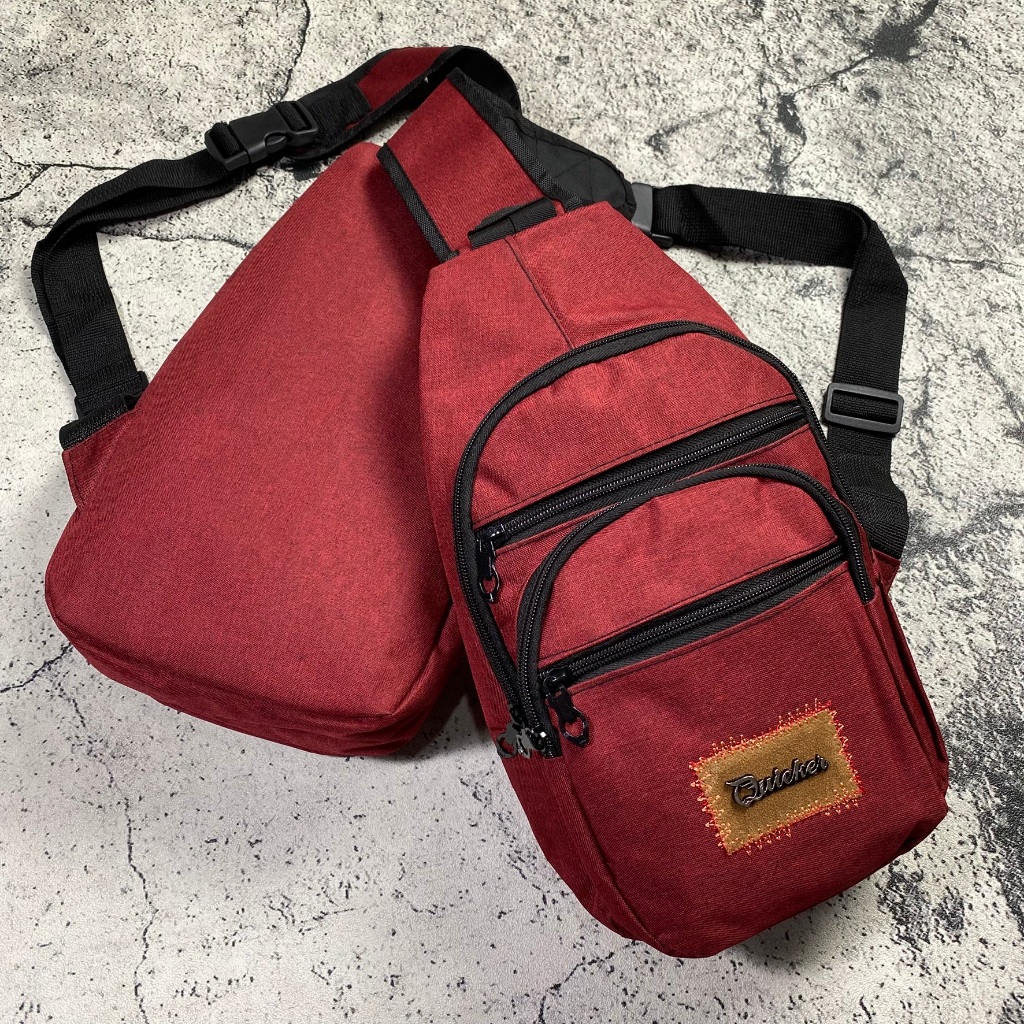 Tas Slempang QUICKER Pria Tas Sling Bag Laki Laki QUICKER Merah