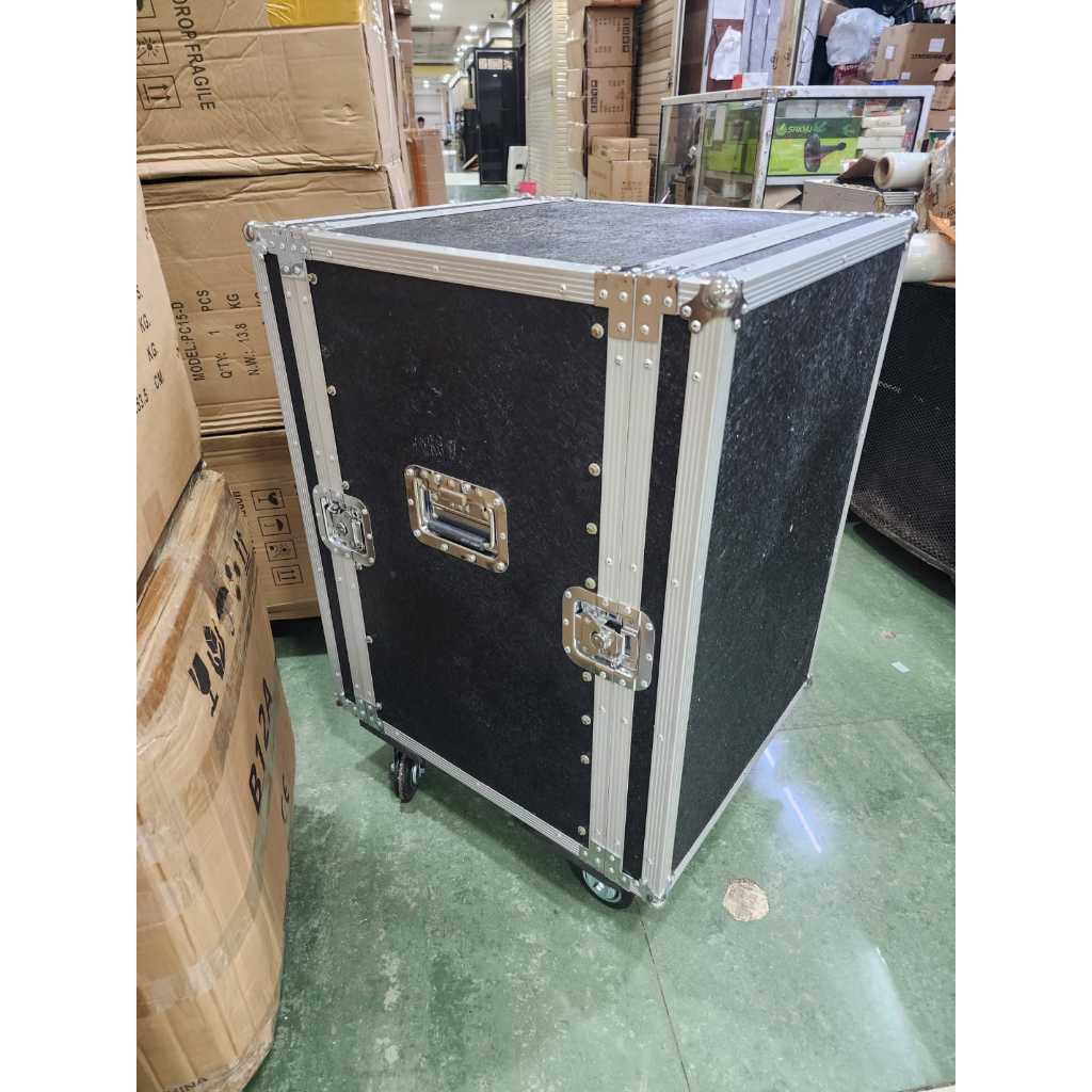 Box Hardcase Rack 16U / 16 U - BAHAN KAYU hitam fiberglass untuk sound system