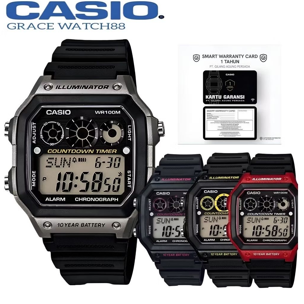Promo jam tangan casio Digital Ae-1300wh series casio original jam tangan Rubber Digital