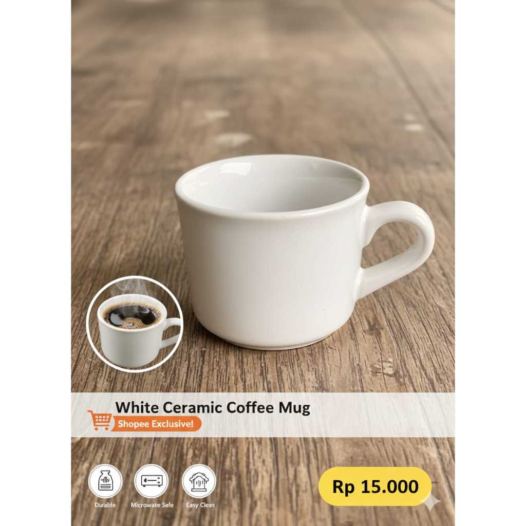 CANGKIR COFFEE PUTIH POLOS/CANGKIR KERAMIK