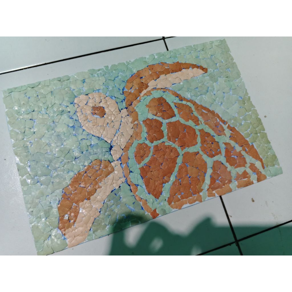 Kolase cangkang telur gambar kura kura
