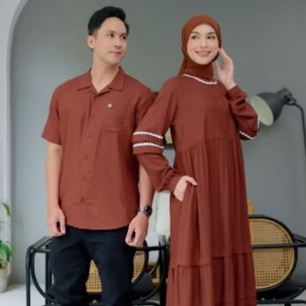 NIBRAS Couple Gamis Alya Rayon Lux NBRS dan Koko Busy 004 Couple Dress