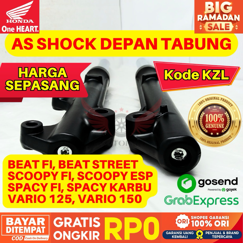 KZL AS SHOCK DEPAN TABUNG SEPASANG KIRI KANAN BEAT FI ORIGINAL AHM HONDA, AS SHOCK DEPAN TABUNG BEAT