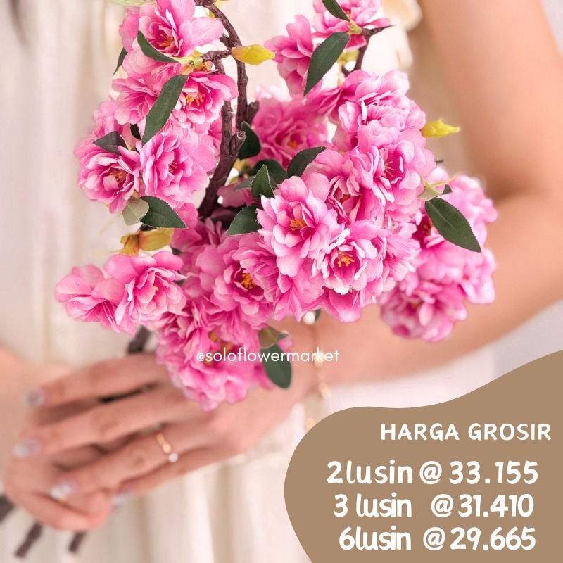 40cm SILK SAKURA PREMIUM X3 Bunga Cherry Blossom X 3 Artificial Flower Bunga Sakura Plastik Bunga De