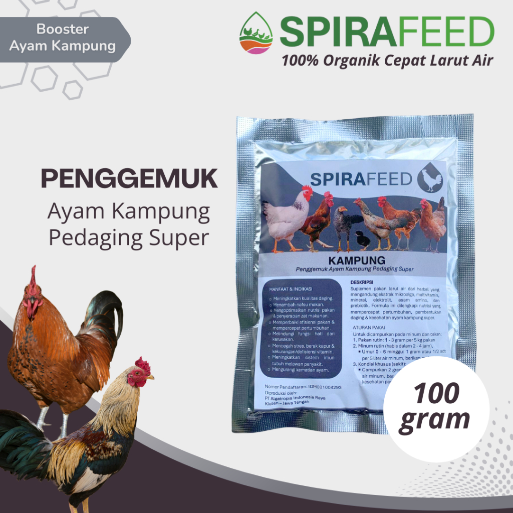 SPIRAFEED AYAM KAMPUNG | Suplemen Pakan Ayam Kampung & Vitamin Ayam | Serbuk Larut Air