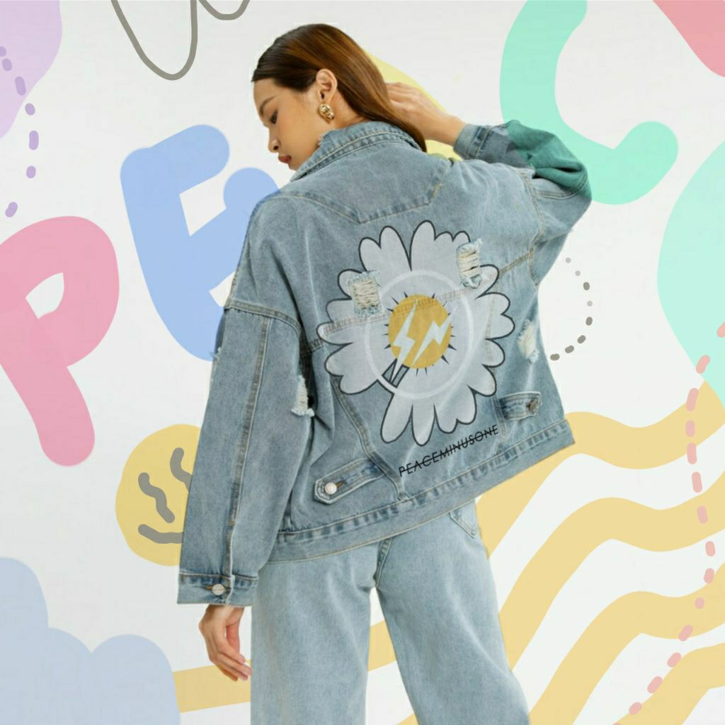 PEACEMINUSONE G-Dragon Oversize Denim Jaket | Customize Handpainted
