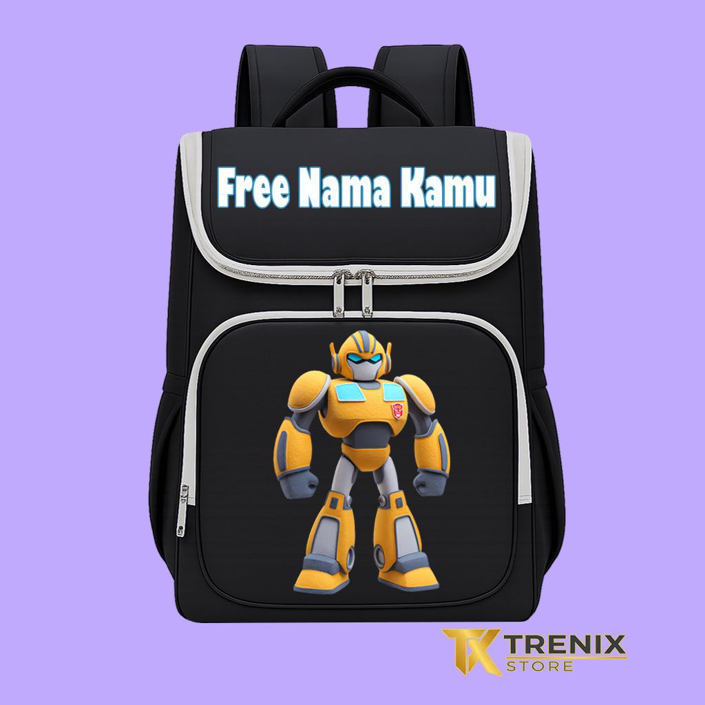 Tas Ransel Sekolah Anak SD TK Robot Transformer Bumblebee Backpack Ransel Ringan Muat Buku Tebal Sab