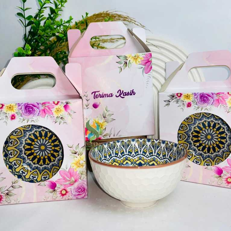 Mangkok Sakura Isi 1 Mangkuk Jepang Hampers Souvenir Gift Mangkok Keramik Nasi Kemas Box