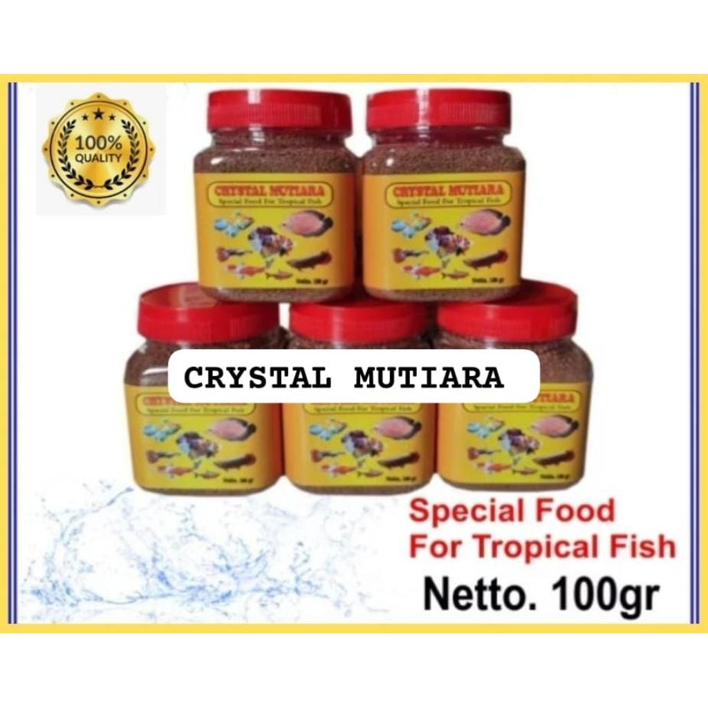 PELET IKAN CRYSTAL MUTIARA 100 GR | PELET IKAN HIAS KECIL CUPANG/GUPPY/MOLLY/GLOFISH