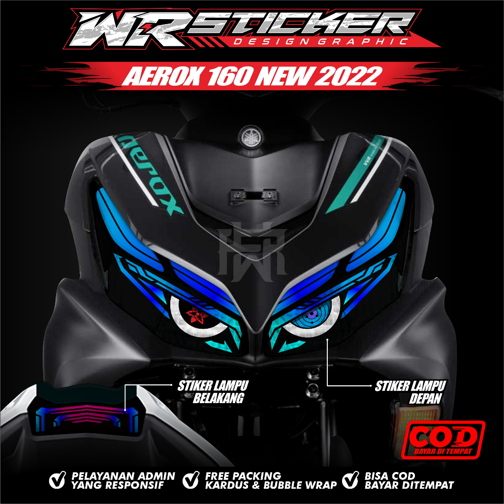 Sticker Lampu Aerox 160 New Stiker Variasi Lampu Alis Motor Aerox New 2022 WR 01