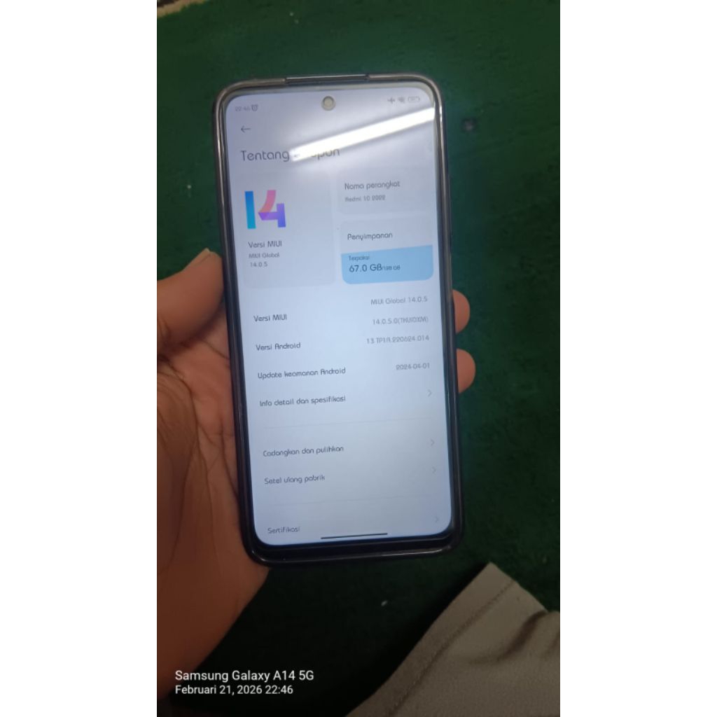 Redmi 10 2022 Original Ram 6/128 Gb Second Fullset