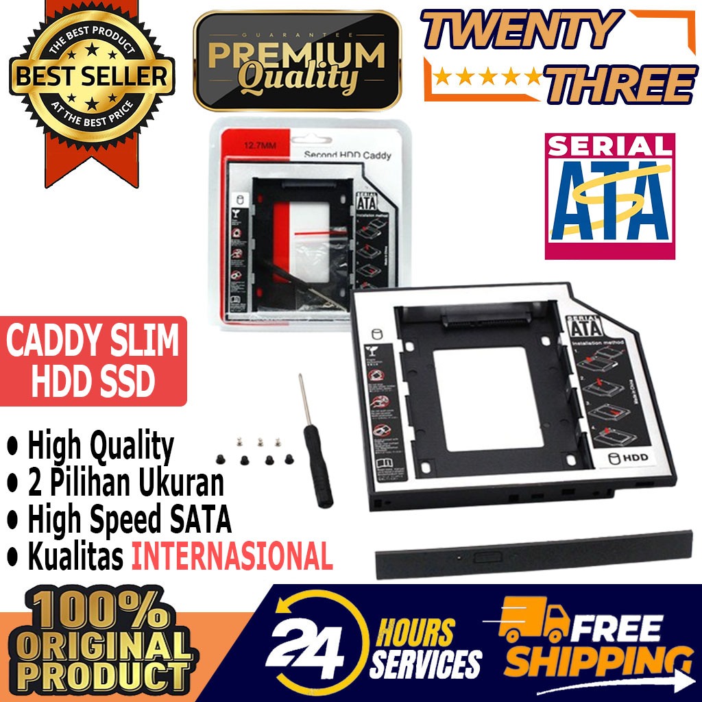 SSD HDD Caddy Slim Tipis Bracket SATA Harddisk 9.5mm 12.7mm DVD TO HDD Slot Adapter Converter Laptop