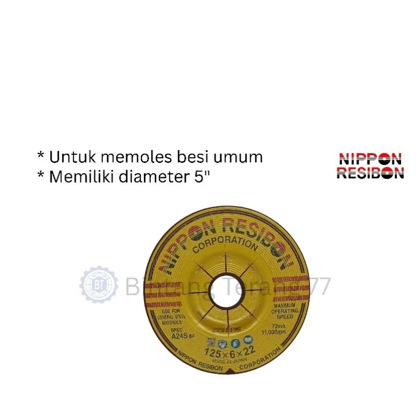 (Original) Batu gerinda poles Nippon Resibon 5" x 6