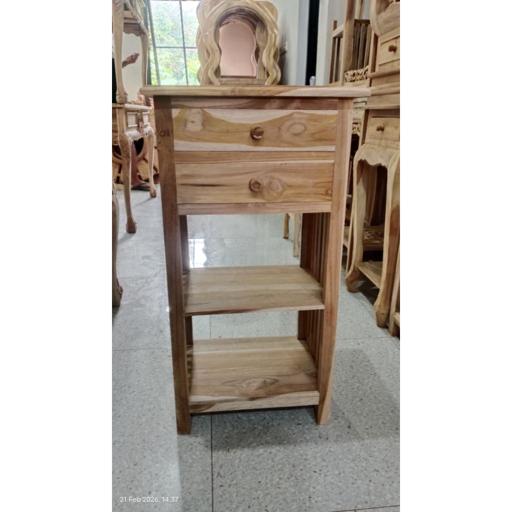 Meja dispenser kayu jati / Nakas Kamar 2 laci / Tatakan Dispenser kayu jati / Dudukan dispenser Kayu