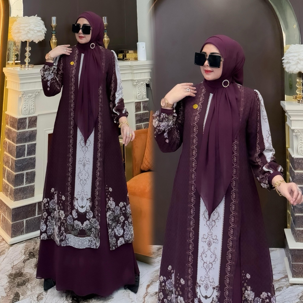 KHADIJAH DRES MELAYU MOTIF SET HIJAB SEGI4 TERBARU BY ELIS LEBELS ORIGINAL