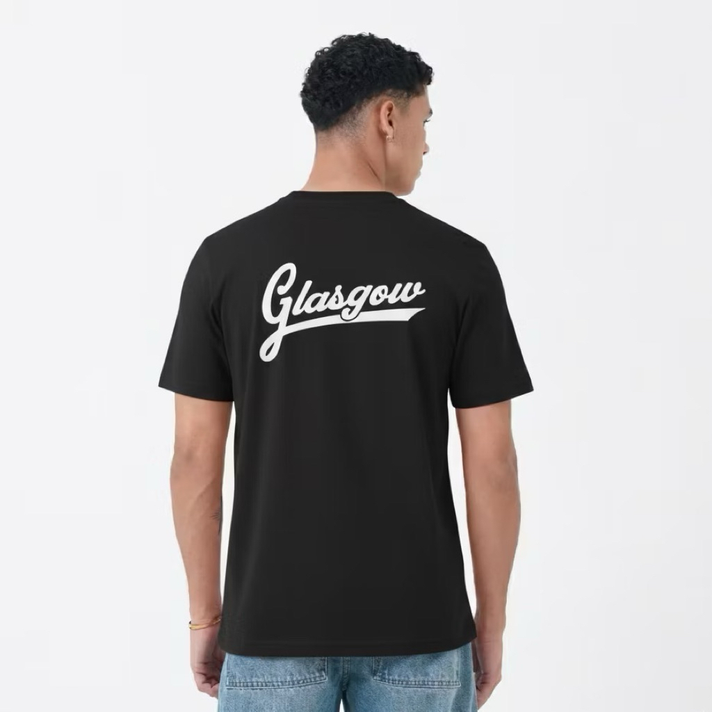 Kaos Distro Celcius Premium Hitam Glasgow T-shirt Pria Wanita