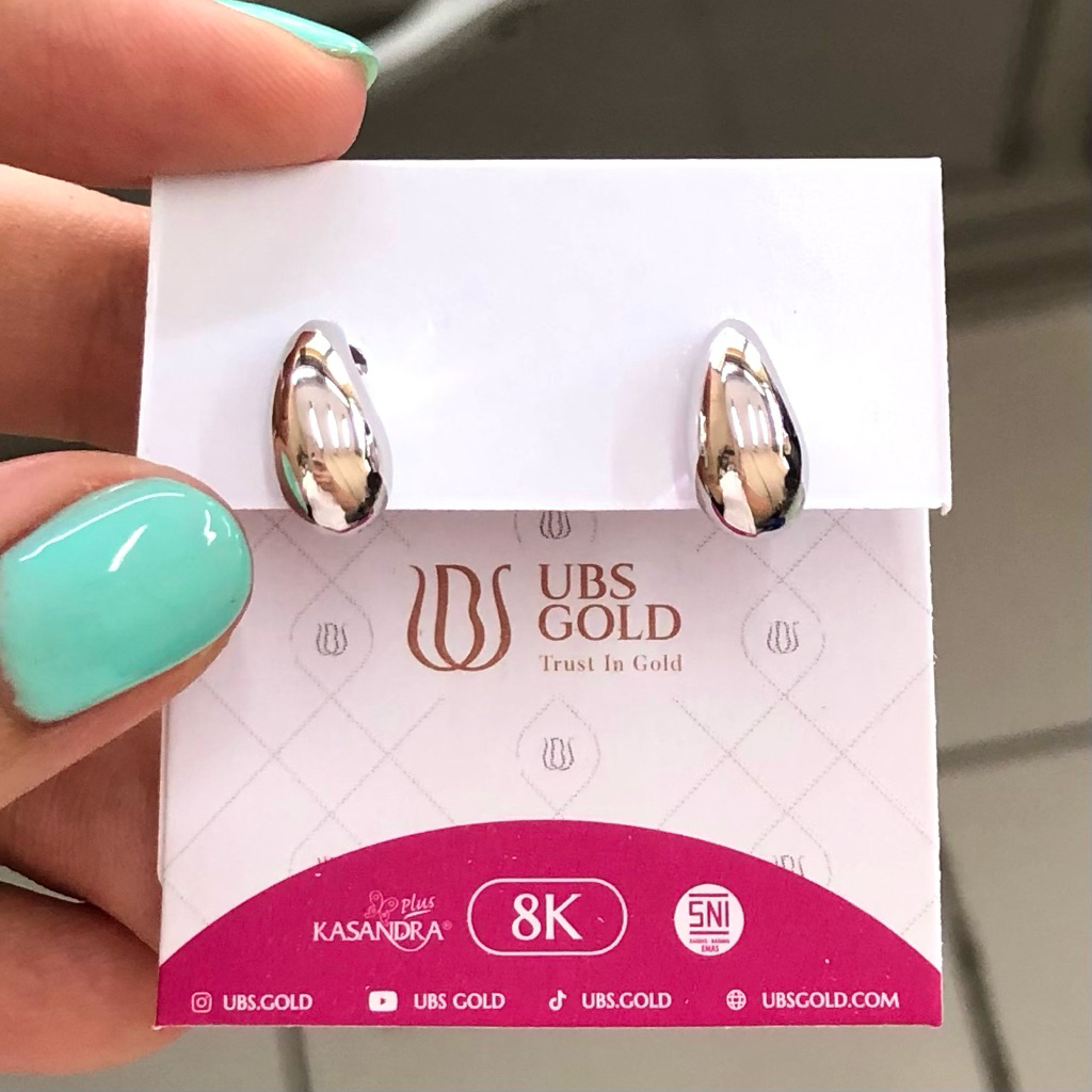 EV3- ANTING TUSUK LAMPION UBS 1.02GR KADAR 375 ULIR EMAS GIWANG PUTIH