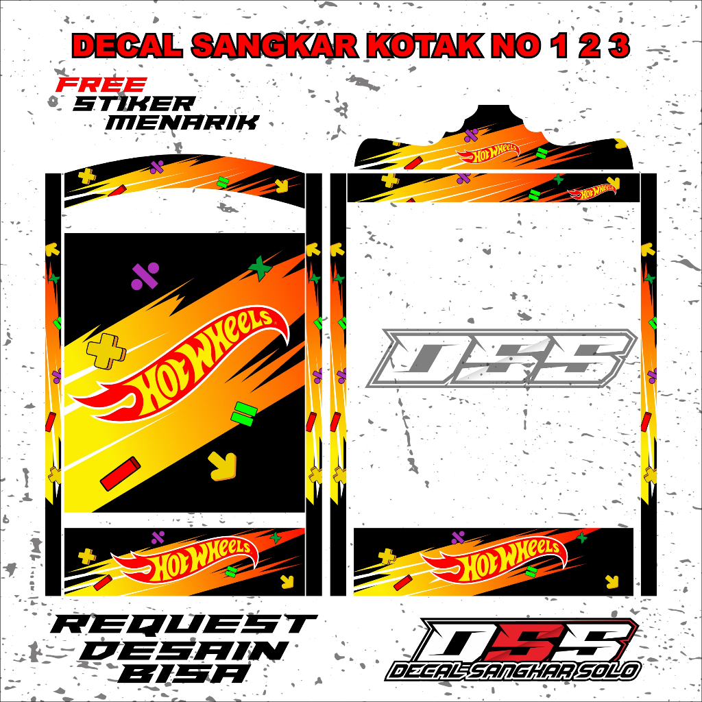 DECAL SANGKAR BURUNG KOTAK MOTIF HOTWHEELS NO 1 2 3