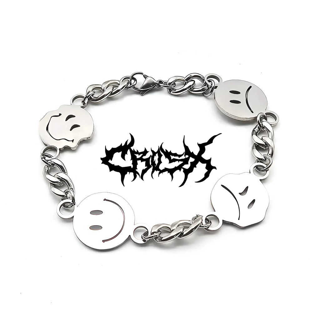 PATAK BRACELET / SMILE BRACELET SMILEY AND SAD BRACELET / SMILEY AND CRY BRACELET / GELANG RANTAI SI