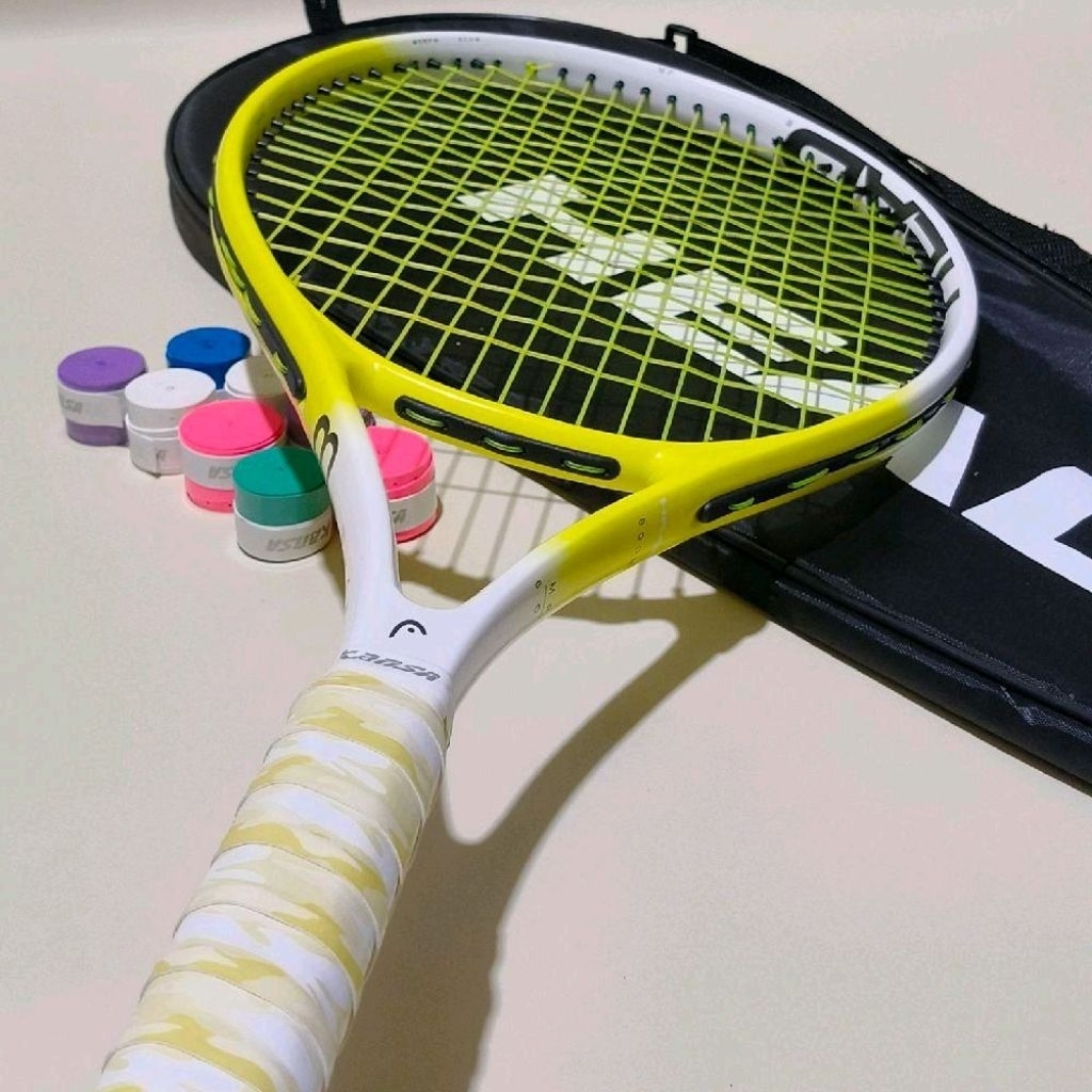 Raket Tenis Pemula Head Boom White Combe Kuning Senar Lemon Lengkap Ada Tas Pree Gripe