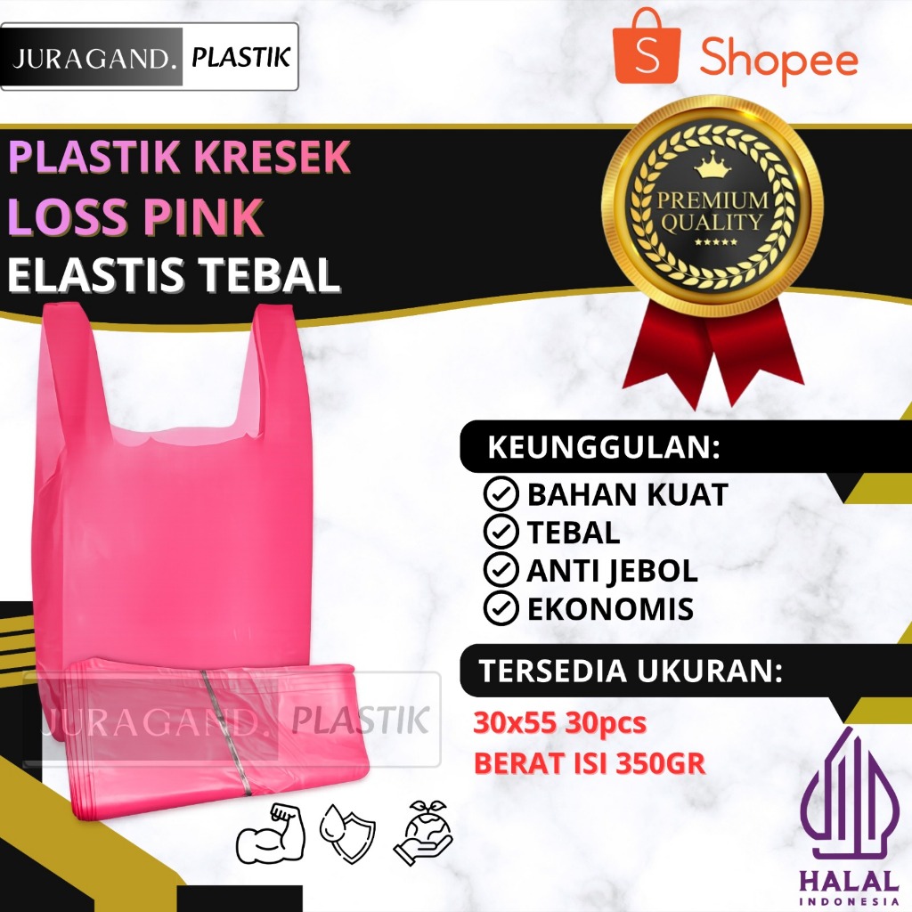 PLASTIK KRESEK LOS PINK | KANTONG KRESEK IKAT PINK EKONOMIS