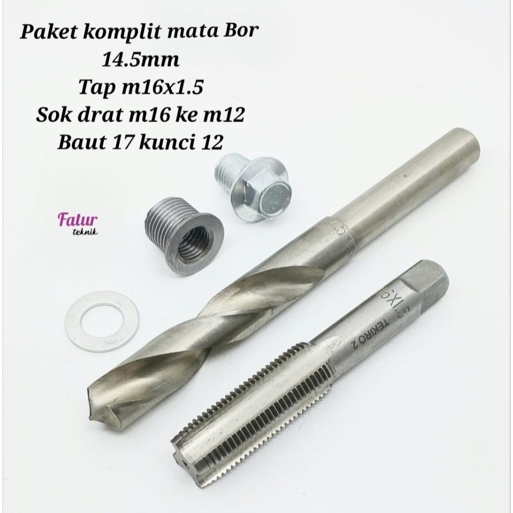 Paket komplit alat perbaikan drat oli rusak motor honda  Beat,grand,supra,motor yamaha dll. Baut Kun