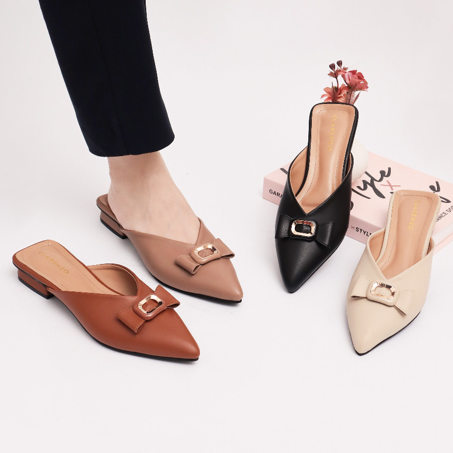 Clarenzo Sandal Wanita Tutup Depan Sandal Flat mules YK50