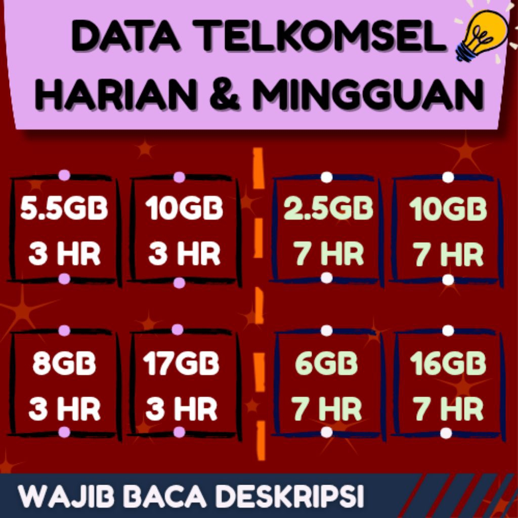 Paket Data TELKOMSEL | Internet HARIAN & MINGGUAN | Kuota LANGSUNG MASUK