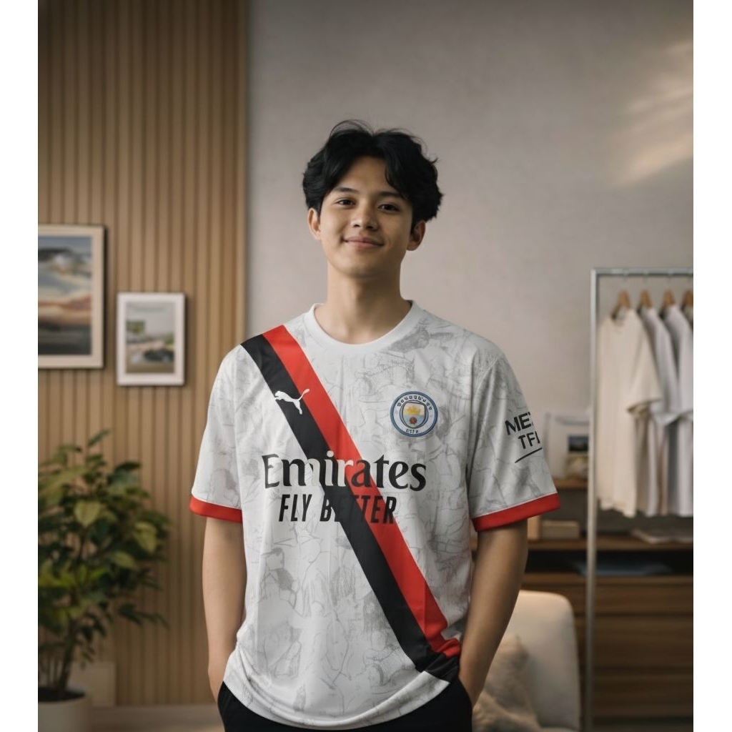 Jersey Bola Man City Away Putih 25/26 Grade Ori AAA++ Quality
