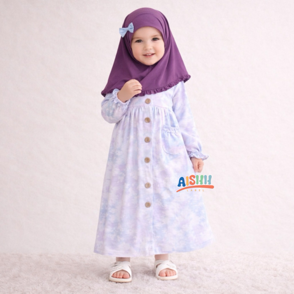 gamis anak perempuan - gamis anak usia 0 1 2 3 4 5 tahun bulan - gamis anak satu set - baju anak - b