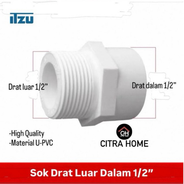 ITZU Sok Drat Luar Dalam U-PVC 1/2”