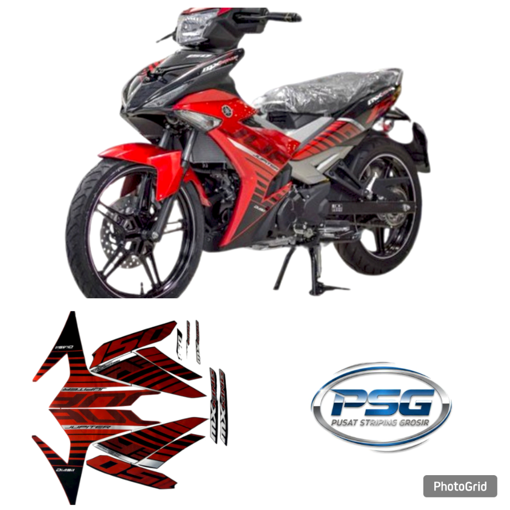 STIKER STRIPING LIS LES BODY MOTOR YAMAHA JUPITER MX KING 150 TAHUN 2015 2016 WARNA HITAM MERAH