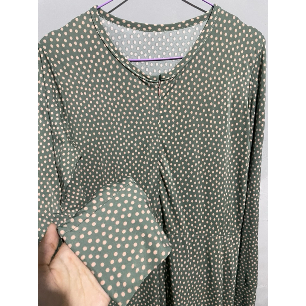 pl dress lebaran || gamis lebaran || gamis hijau sage