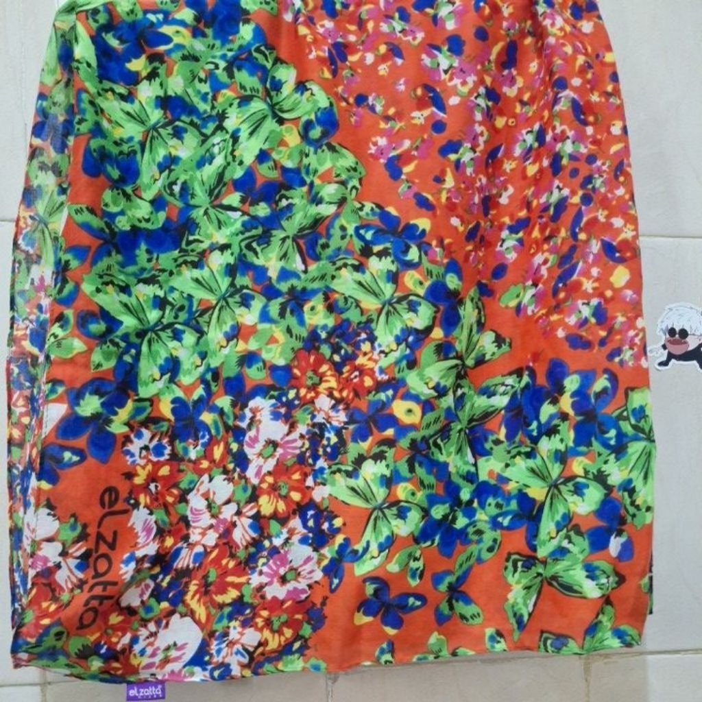 PL ELZATTA KERUDUNG JILBAB SEGI EMPAT KAYLA  BUNGA MERAH