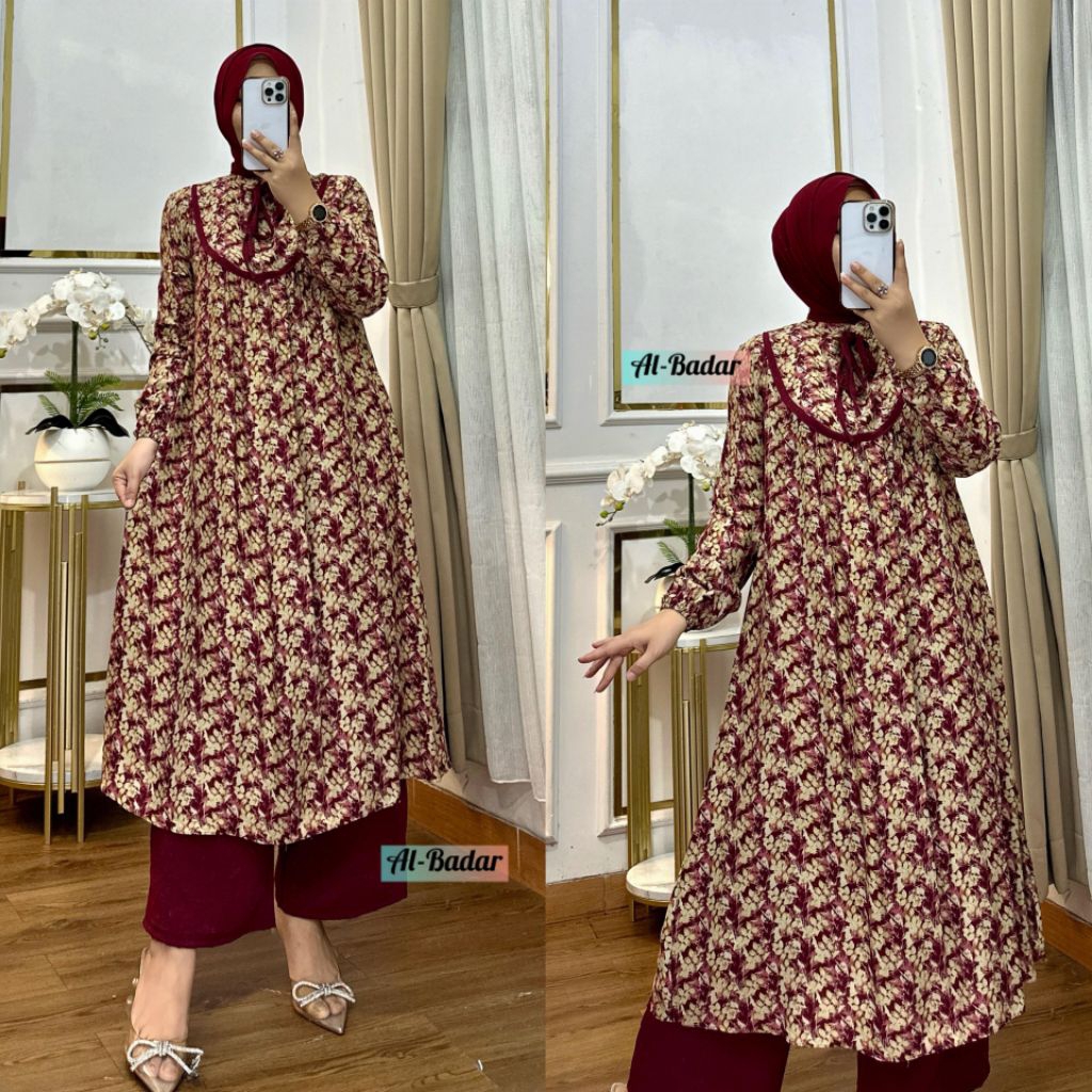 Setelan tunik rayon celana crinkle