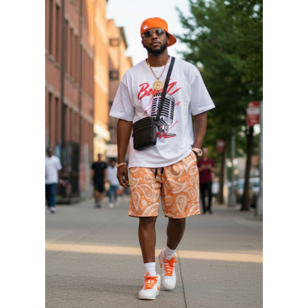 celana basket street wear bandana kuning