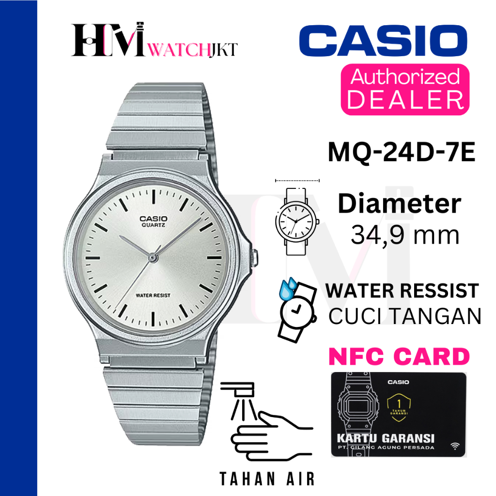 CASIO MQ-24D-7EDF Jam Tangan Original Analog Rantai Vintage Antiair MQ-24D-7E MQ-24 MQ24